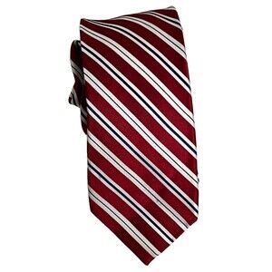 US Polo Association Diagonal Striped Classic 100% Silk Red White‎ Blue Necktie